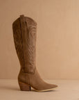 The Samara | Brown Embroidered Tall Boot