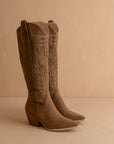 The Samara | Brown Embroidered Tall Boot