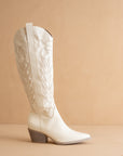 The Samara | White Embroidered Tall Boot