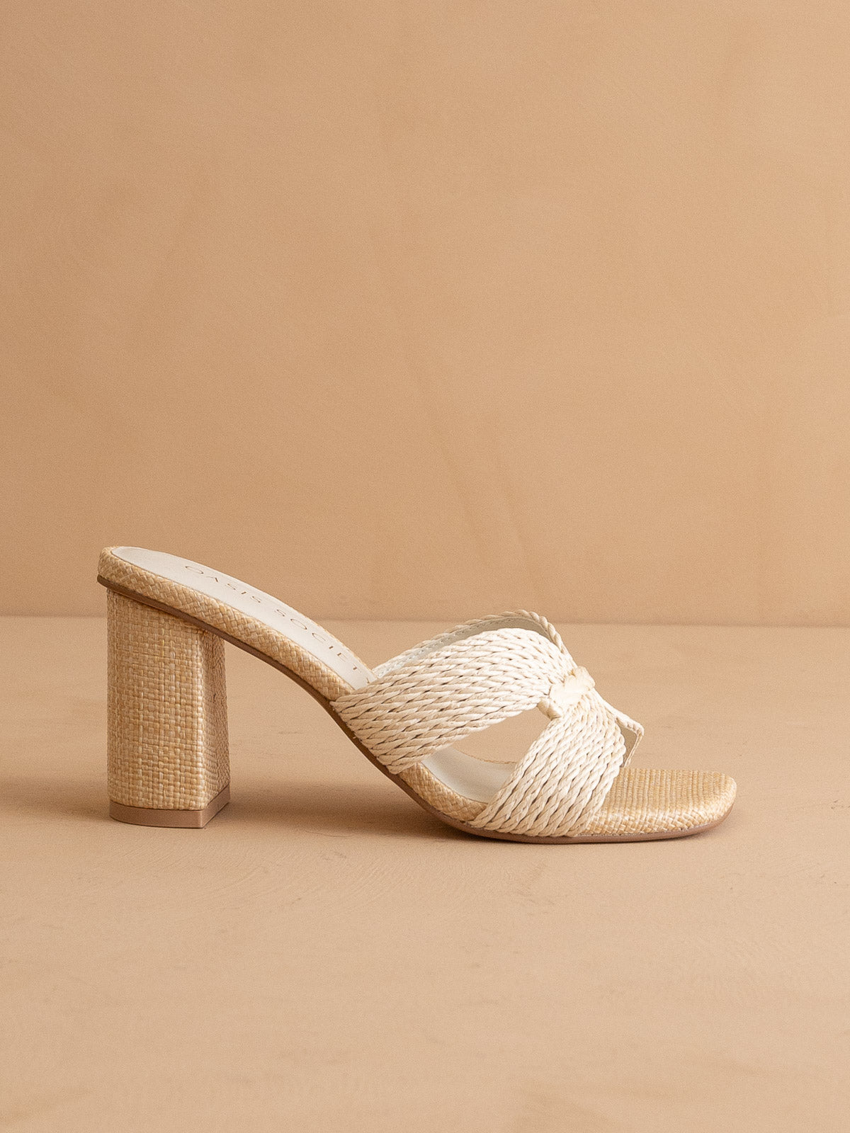 The Santiago | Off White Raffia Heel