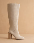 The Shiloh | Light Grey Knee High Block Heel Boot