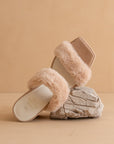 The Simone | Blush Fuzzy banded platform party heel