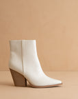 The Sonia | White Western Ankle Boots