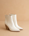 The Sonia | White Western Ankle Boots