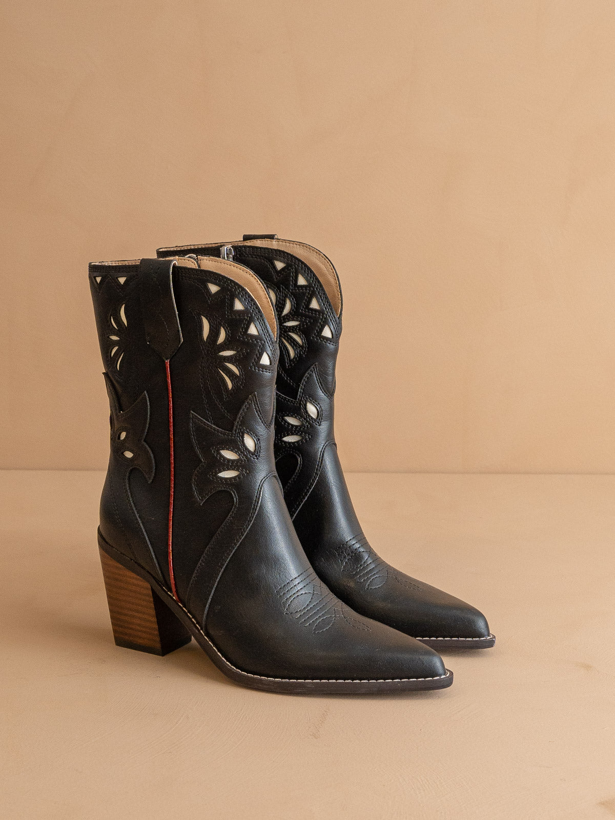 The Sorrel | Black Paneled Western Bootie