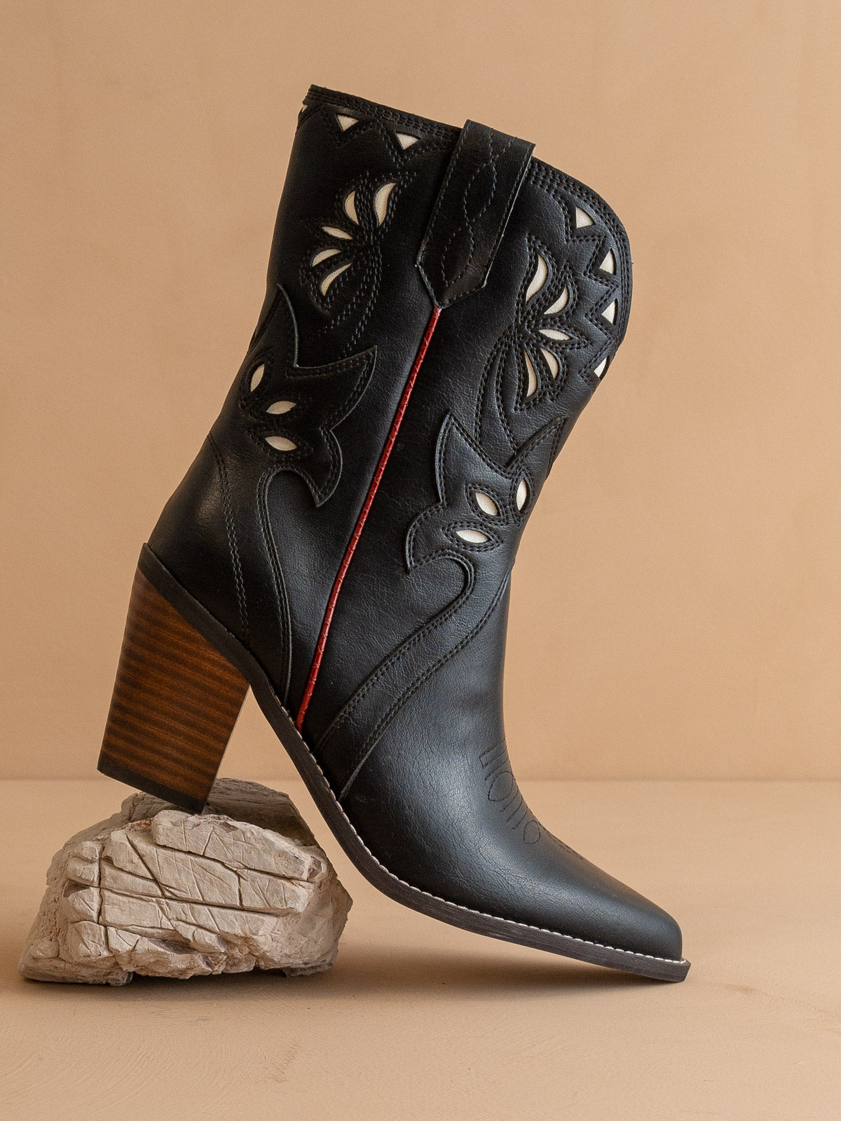 The Sorrel | Black Paneled Western Bootie