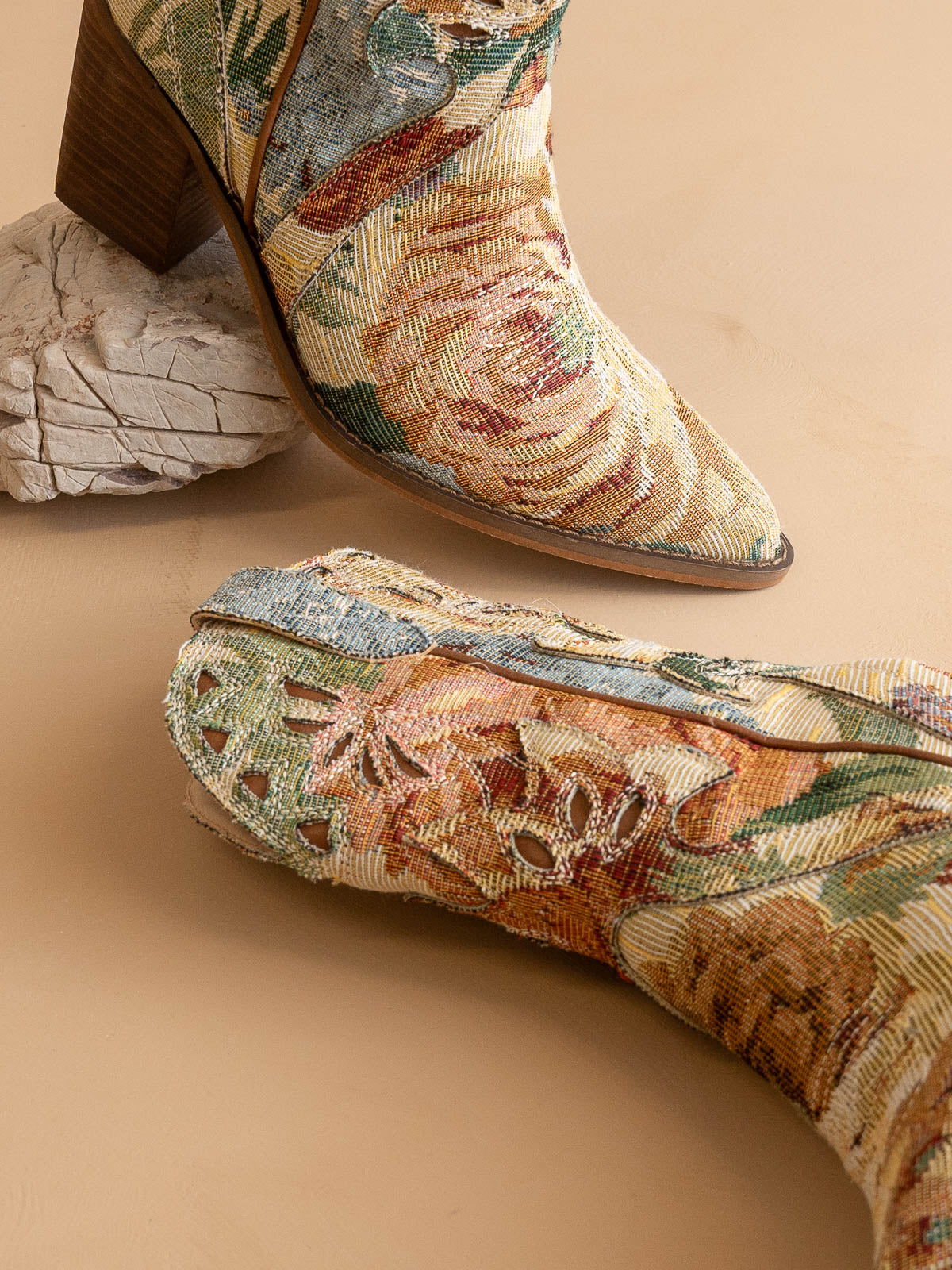 The Sorrel | Floral Tapestry Western Bootie