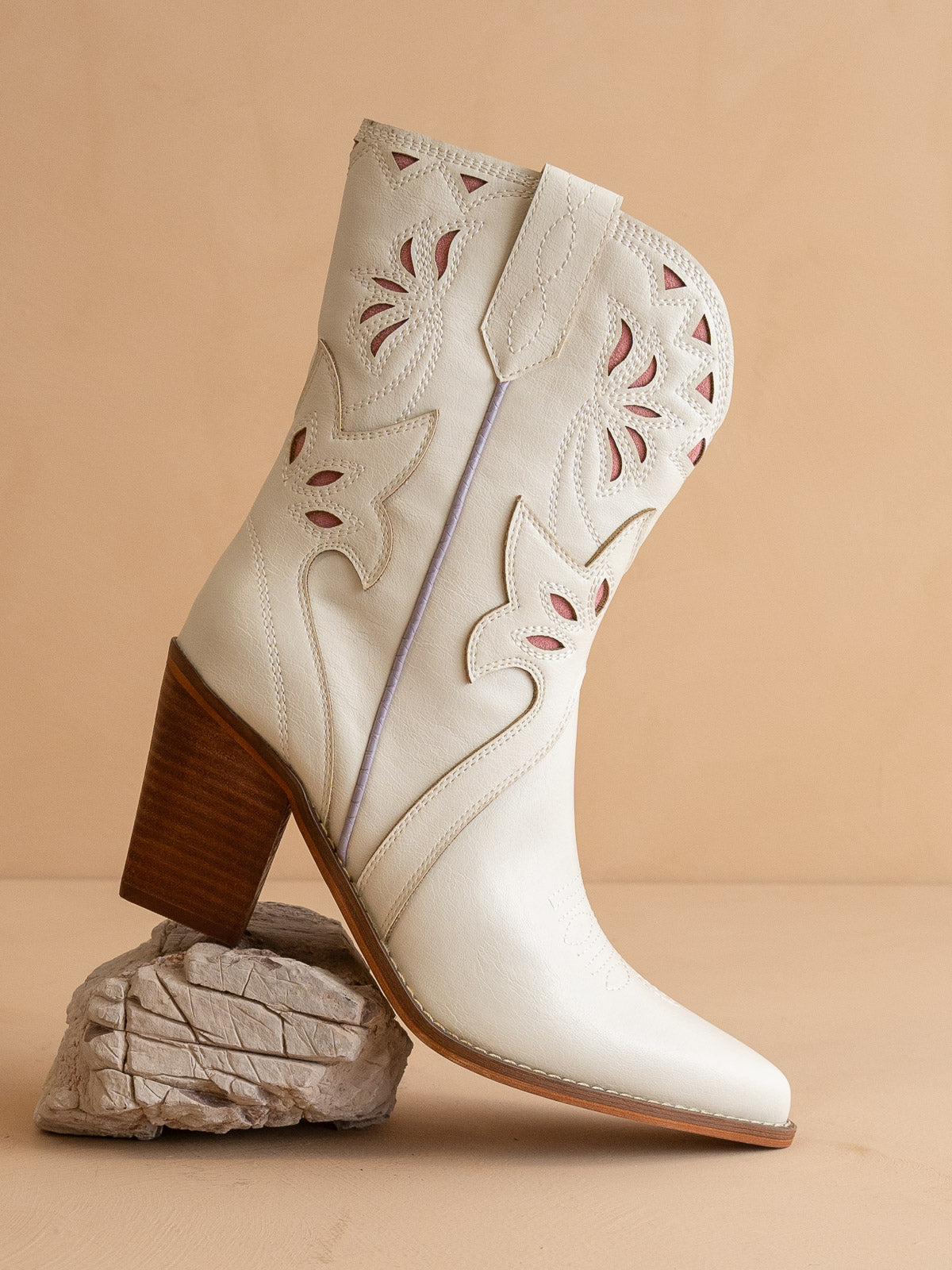 The Sorrel | White Paneled Western Bootie