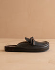 The Stevie | Distressed Black Tie Mule Loafer