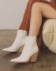 The Sonia | White Western Ankle Boots