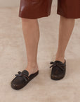 The Stevie | Distressed Black Tie Mule Loafer