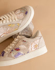 The Tammi | Light Grey Floral Applique Sneaker