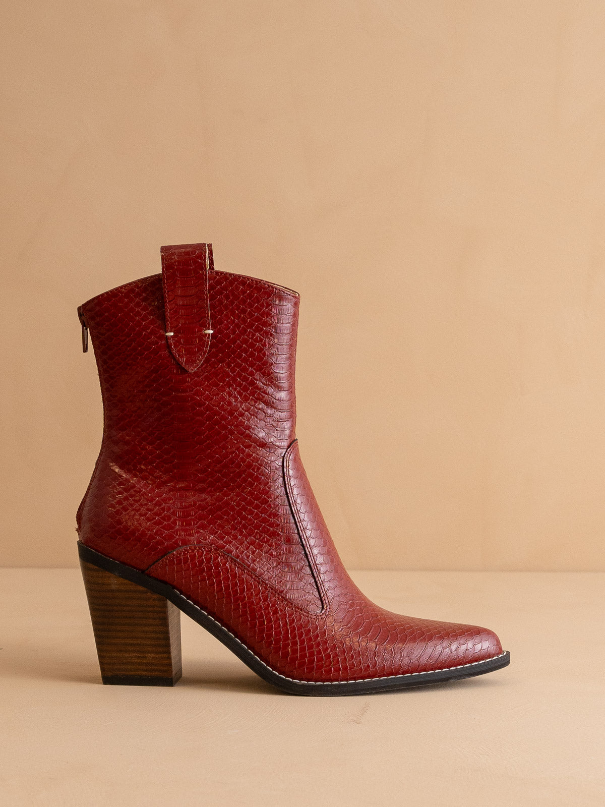 The Tara | Red Two paneled western boot