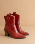 The Tara | Red Two paneled western boot