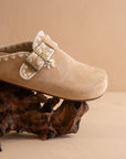 The Teri | Almond Tweed Buckle Mule