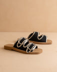 The Tivoli | Black Fun Double Buckle Sandal