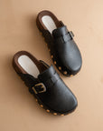 The Toni | Black Studded Buckle Clog
