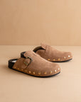 The Toni | Latte Studded Buckle Clog