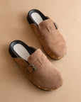 The Toni | Latte Studded Buckle Clog