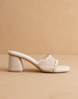 The Trina | Beige Scalloped Mesh Block Heel