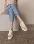 The Tammi | Light Grey Floral Applique Sneaker