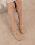 The Teri | Almond Tweed Buckle Mule