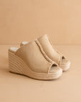 The Verona | Khaki Frayed Denim Espadrille Wedge