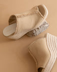 The Verona | Khaki Frayed Denim Espadrille Wedge