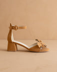 The Vigo | Tan Low Heel With A Sweet Bow