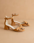 The Vigo | Tan Low Heel With A Sweet Bow
