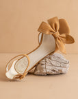 The Vigo | Tan Low Heel With A Sweet Bow
