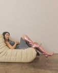 The Vanessa | Metallic Pink Reptile print knee high boot