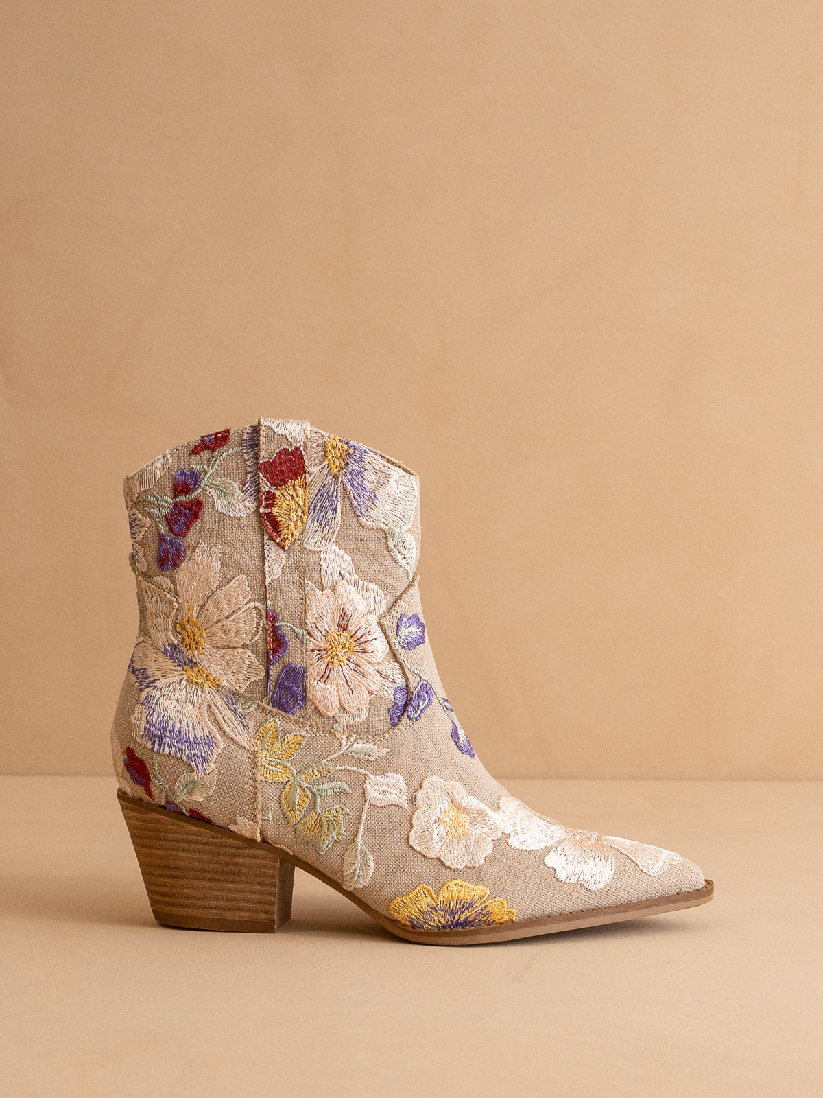 The Wanda | Taupe Floral Applique Western Boot – Oasis Society x