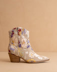 The Wanda | Taupe Floral Applique Western Boot