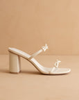 The Wendy | Beige Double Strap Bow Heels