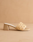 The Winona | Natural Woven Raffia Block Heel