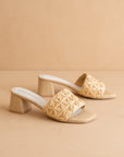 The Winona | Natural Woven Raffia Block Heel