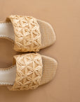 The Winona | Natural Woven Raffia Block Heel