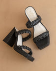 The Zenda | Black Braided chunky platform party heel