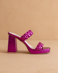 The Zenda | Metallic Pink
Braided chunky platform party heel
