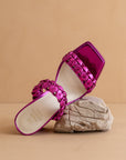 The Zenda | Metallic Pink
Braided chunky platform party heel