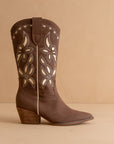 The Zinnia | Cocoa Laser Cut Western Boot