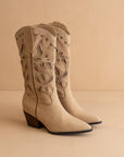 The Zinnia | Khaki Laser Cut Western Boot