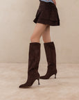 The Lexington | Coffee Sleek Pointed Toe Knee High Boot