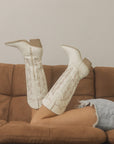 The Ainsley | White Embroidered Cowboy Boot