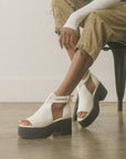 The Elizabeth | White Platform Double Strap Sandal
