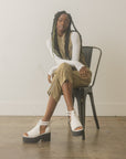 The Elizabeth | White Platform Double Strap Sandal