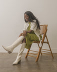 The Samara | White Embroidered Tall Boot