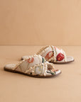 The Allie | Beige Lace Trim Cross Slide