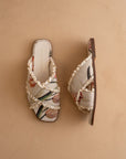 The Allie | Beige Lace Trim Cross Slide